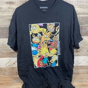 Nickelodeon Rugrats Rocko Ren Stimpy Men’s (L) Black Shirt 2020 Short Sleeve Top